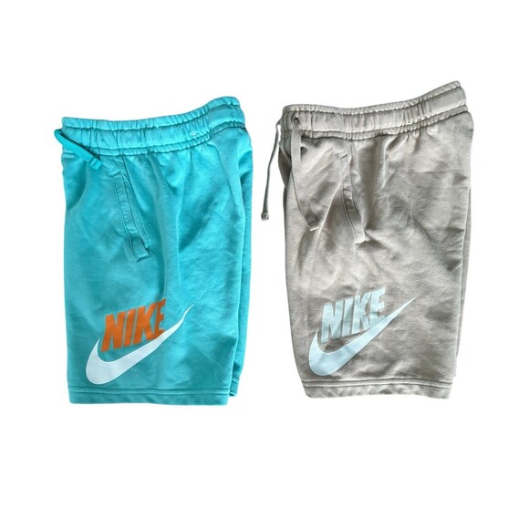 Nike Sweat Shorts Boys Youth Small Tan and Brown With Pockets - Picture 1 of 12